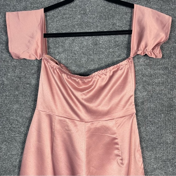 NWT Pretty Little Thing Womens 2 Pink Barbie‎ Off Shoulder Bow Flare Jumpsuit - Picture 8 of 16